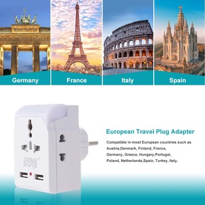 获奖明星ST-10132旅行通用适配器插头插座USB 3合1多插头扩展插座