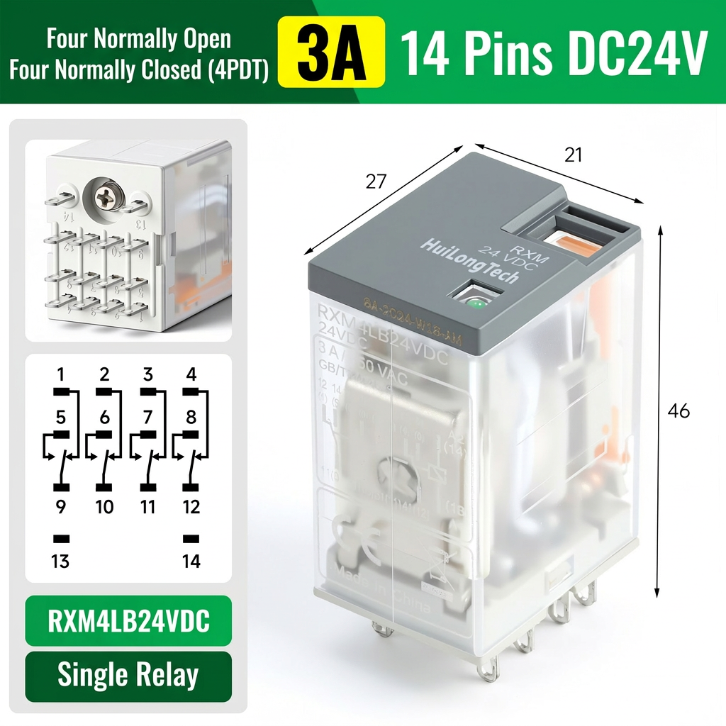 RXM4LB2BD 14 broches DC24V 3A