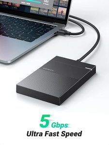 UGREEN 2.5 Inch Hard Drive <strong>Enclosure</strong> Integrate with <strong>1</strong>.6FT Cable Tool-Free SATA to USB External SATA SSD HDD Case