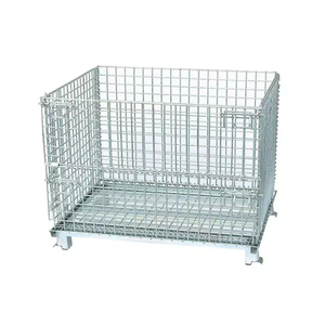 Movable Warehouse Storage Cage Wire Mesh <strong>Container</strong> <strong>Loading</strong> Capacity 500KG Collapse <strong>Container</strong> - Product Image 4