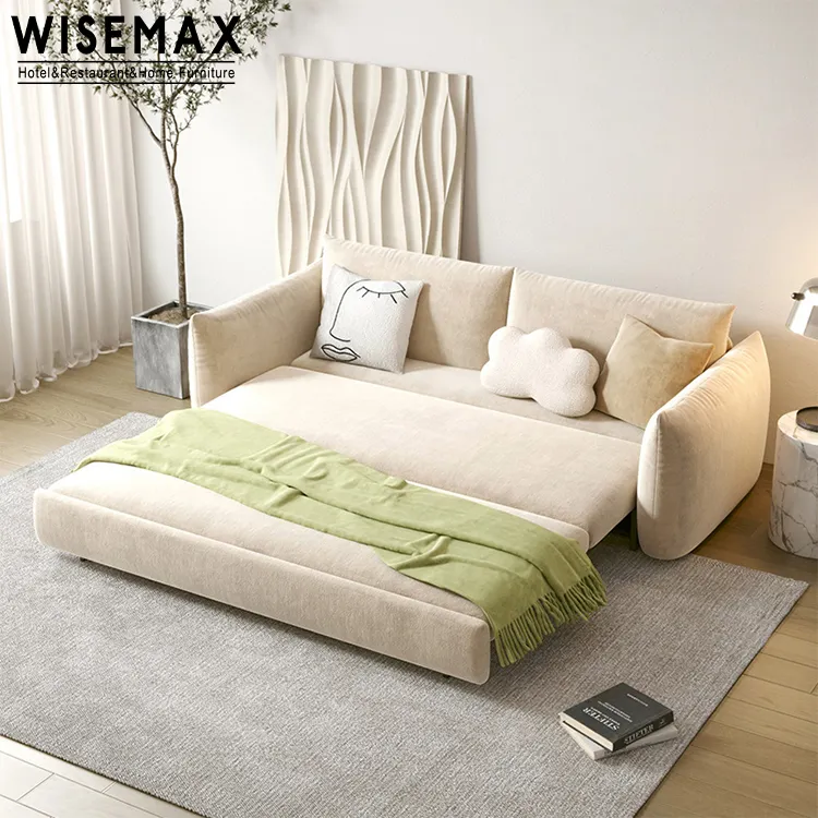 WISEMAX फर्नीचर स्कैंडिनेवियाई शैली सस्ते कीमत तह सोफे सह बिस्तर फर्नीचर चमड़े पुल बाहर सोफे बिस्तर कमरे में रहने वाले फर्नीचर