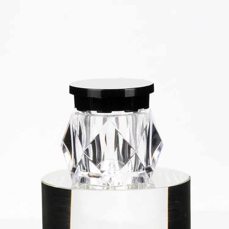 5g de uñas transparente frascos de polvo diseñado en forma de uñas de brillo botella de botella con tapa negra
