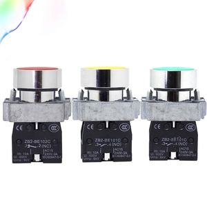 Momentaneo interruttore di pulsante con la luce 22 millimetri 10A 240V ~ 3A Circolare di piccola dimensione rotonda e Piatta Pannello NC/NO XB2-BA31 XB2-BA42 - Product Image 2