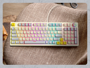Teclado TWOLF T50, 97 teclas, interruptor azul intercambiable en caliente, tecla personalizada para juegos de ordenador, USB con cable, luz RGB, Teclado mecánico Led