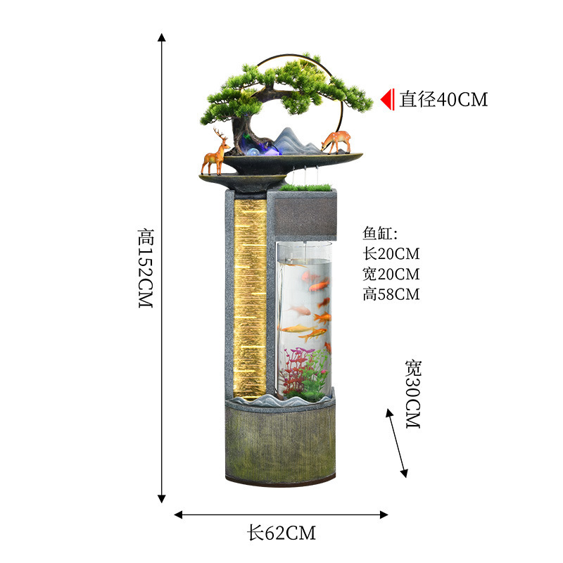 Green Mountain Jade Water Round Fish Tank: 62*30*152