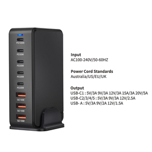 268W GaN Charger 8 <strong>in</strong> <strong>1</strong> USB C Desktop Family Phone Charging Station for Multiple Devices Charging Ports with EU/US/<strong>AU</strong> Plug/UK - Product Image 4