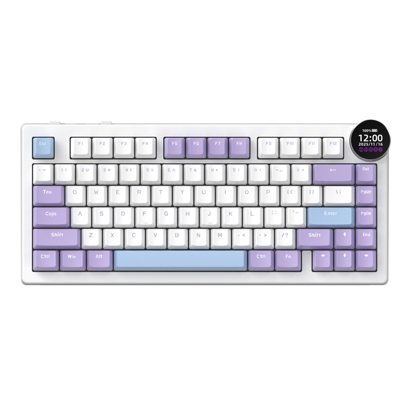 Purple, white and blue