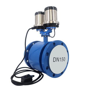 Nueva Salida de pulso DN150 Sensor de medidor de agua Pantalla inteligente Medidor de flujo electromagnético alimentado por batería