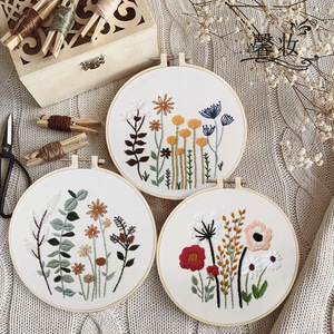 Cross Stich Embroidery <strong>Kit</strong> for Beginners Easy Stamped Floral <strong>Pattern</strong> Fabric Hand Crafts DIY Needlework Embroidery Hoop Set - Product Image 1