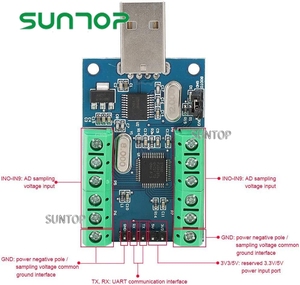 Mini-USB-Datenerfassungs-ADC-Modul, USB-Schnitts telle 10-Kanal-12-Bit-STM32-Kommunikations-ADC-Modul