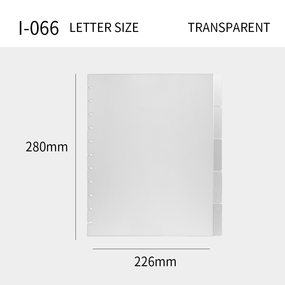 Letter Size Plastic, Transparent, 1-6