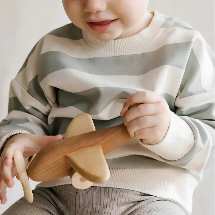 Vendita diretta in fabbrica personalizzata per bambini felpa in cotone lavorato a maglia a righe Casual caldo Pullover per bambini