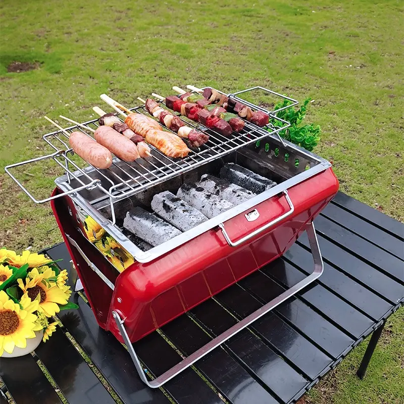 Prix d'usine Fabricant Fournisseur Barbecue Grill Charbon de bois BBQ Mini Valise Cuisson Pliant Barbecue Grill