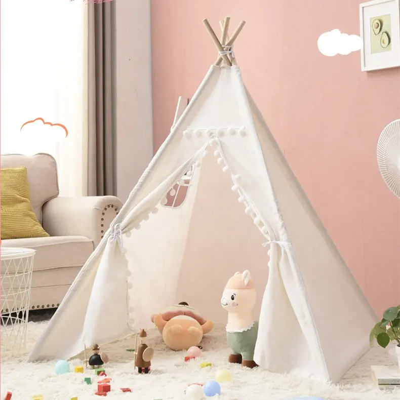 100% Leinwand Baumwolle Tipi Kinder Zelt Haus Baumwolle Round Dome Jurte zum Spielen