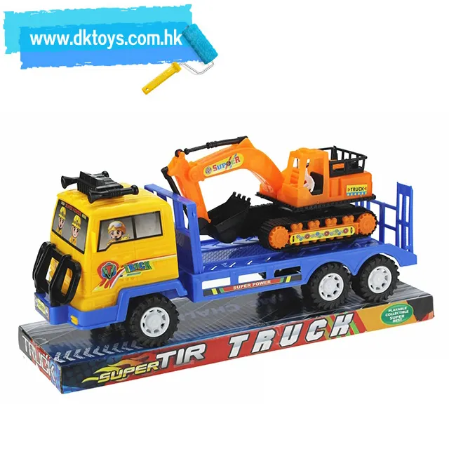 Excavadora de plástico para niños, juguete de coche inercial, camión de fricción, ingeniería, montado en vehículo