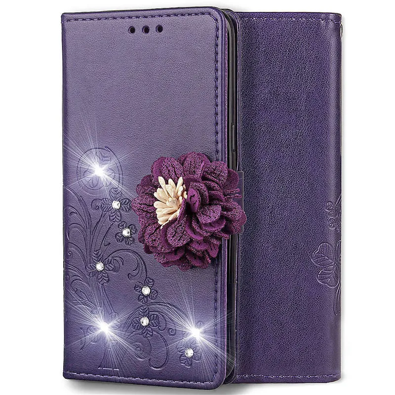 Deri lüks Glitter Bling 3D çiçek tasarım cüzdan cep telefonu kılıfı akıllı arka kapak Samsung A70 S için 11