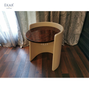 Mesa de té de lado redondo nórdico, mesas laterales de madera sólida de alta gama, juego de mesa de centro seccional para sala de estar - Product Image 3