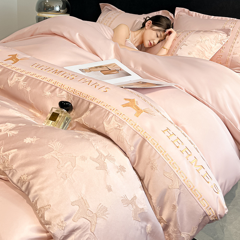 Emma powder jade-cool ice silk embroidery jacquard
