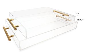 自定义尺寸标识清晰矩形压克力托盘黄金处理 - Product Image 2