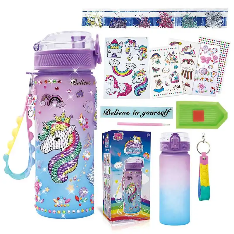 Unicorn Mermaid DIY Diamond Drawing Water Bottle Decorate Your Own Water Bottle Kits for Girls