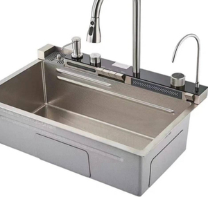 Modern popüler büyük tek Slot İşlevli lavabo Anti-Scratch LED fincan yıkayıcı ile dijital ekran şelale mutfak lavabo - Product Image 2
