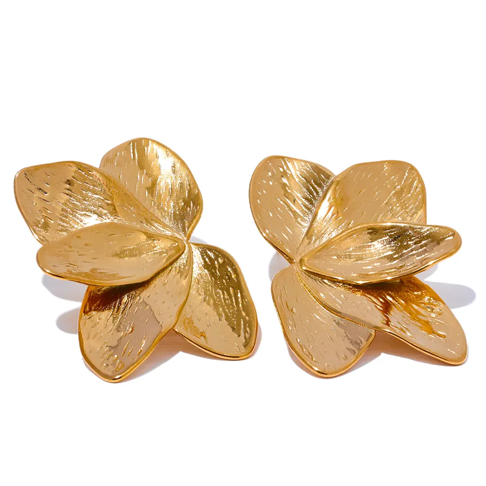 Jinyoe 2698 impermeabile 316l in acciaio inox oro fiore grandi orecchini in metallo di alta qualità moda Statement gioielli donna