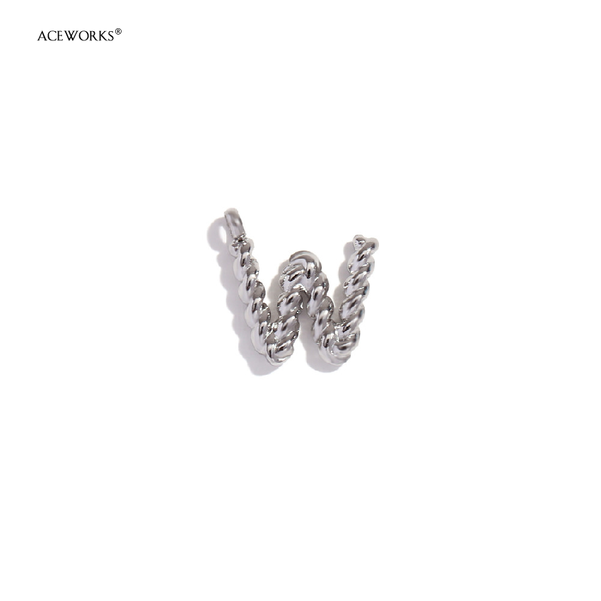 Mini Twisted Letter Pendant-Steel Color-W