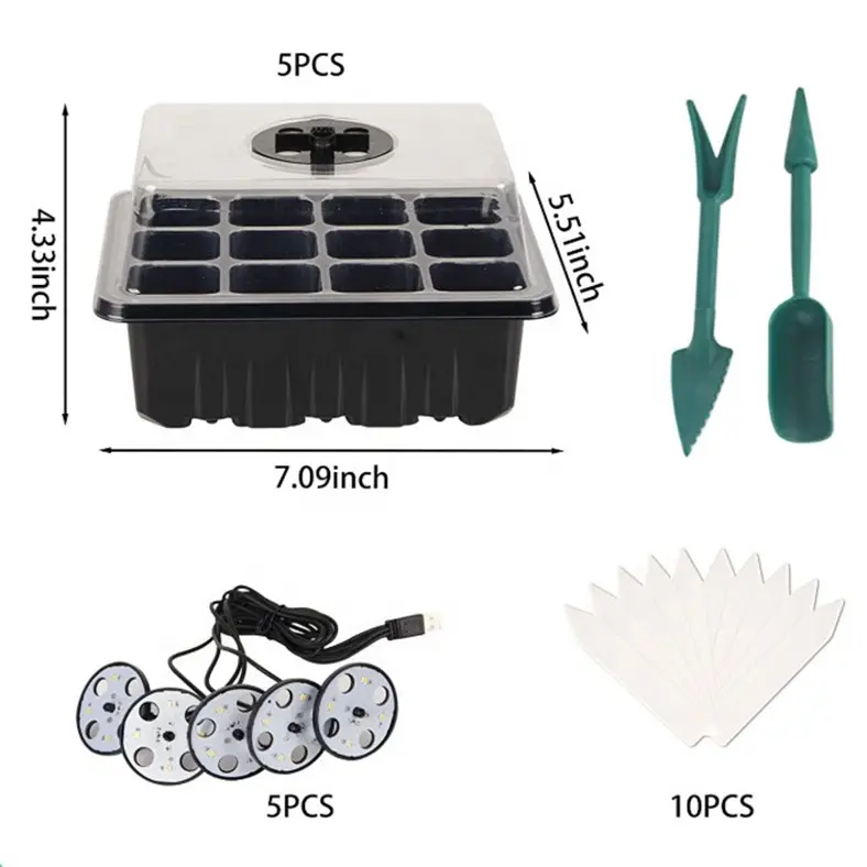 Venda quente Casa Jardim Berçário Estufa Pot Seedling Starter 12 Célula Planta Semente Crescer Bandeja Com Tampa Germinação Cúpula Crescer Luz