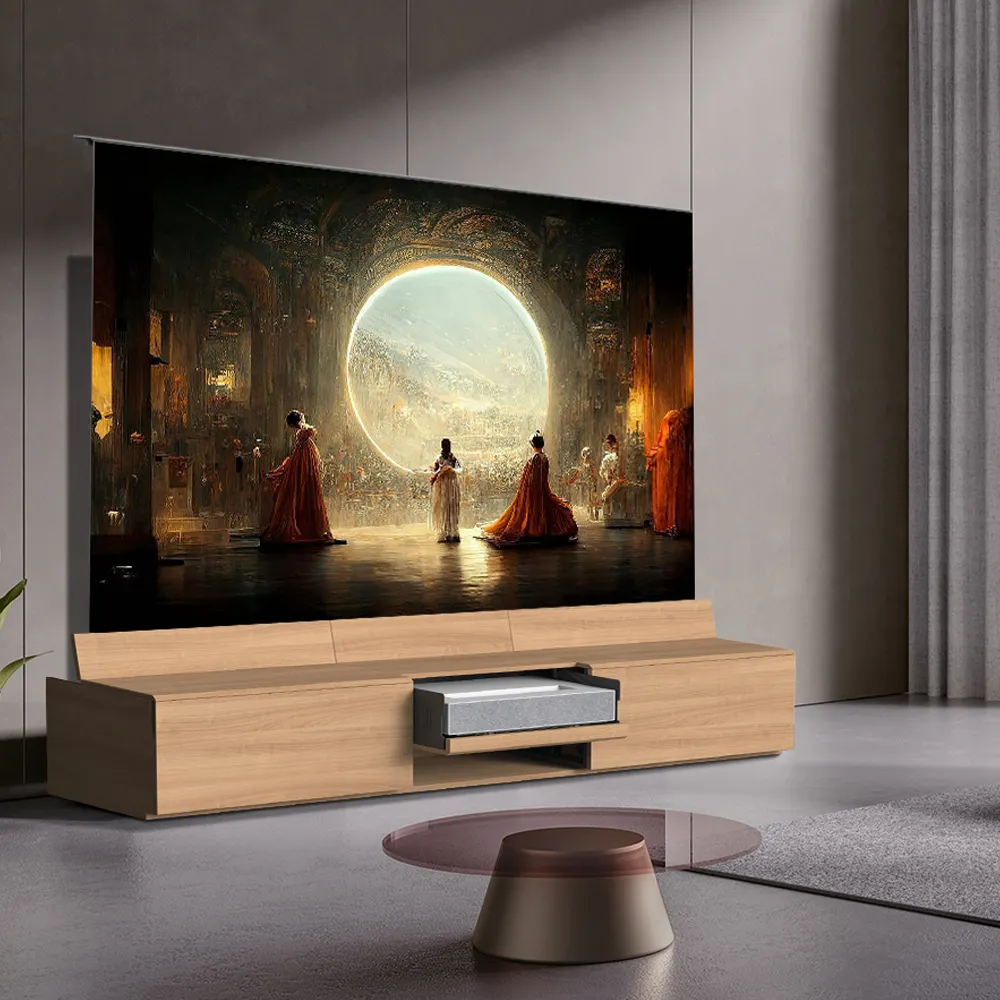 PerfecTisan lazer TV kabine benzersiz patentli tasarım 100 120 150 inç projektör kabine akıllı modern ev akıllı TV kabine