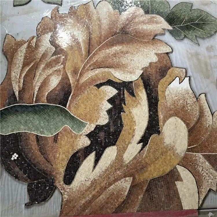 Mosaico di pietra di marmo unico disegno personalizzato del modello di fiore decorazione della parete di casa piastrelle