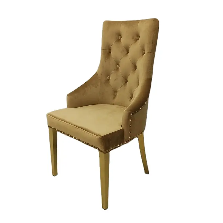 Real de terciopelo de oro sillas de comedor de acero inoxidable muebles para el hogar