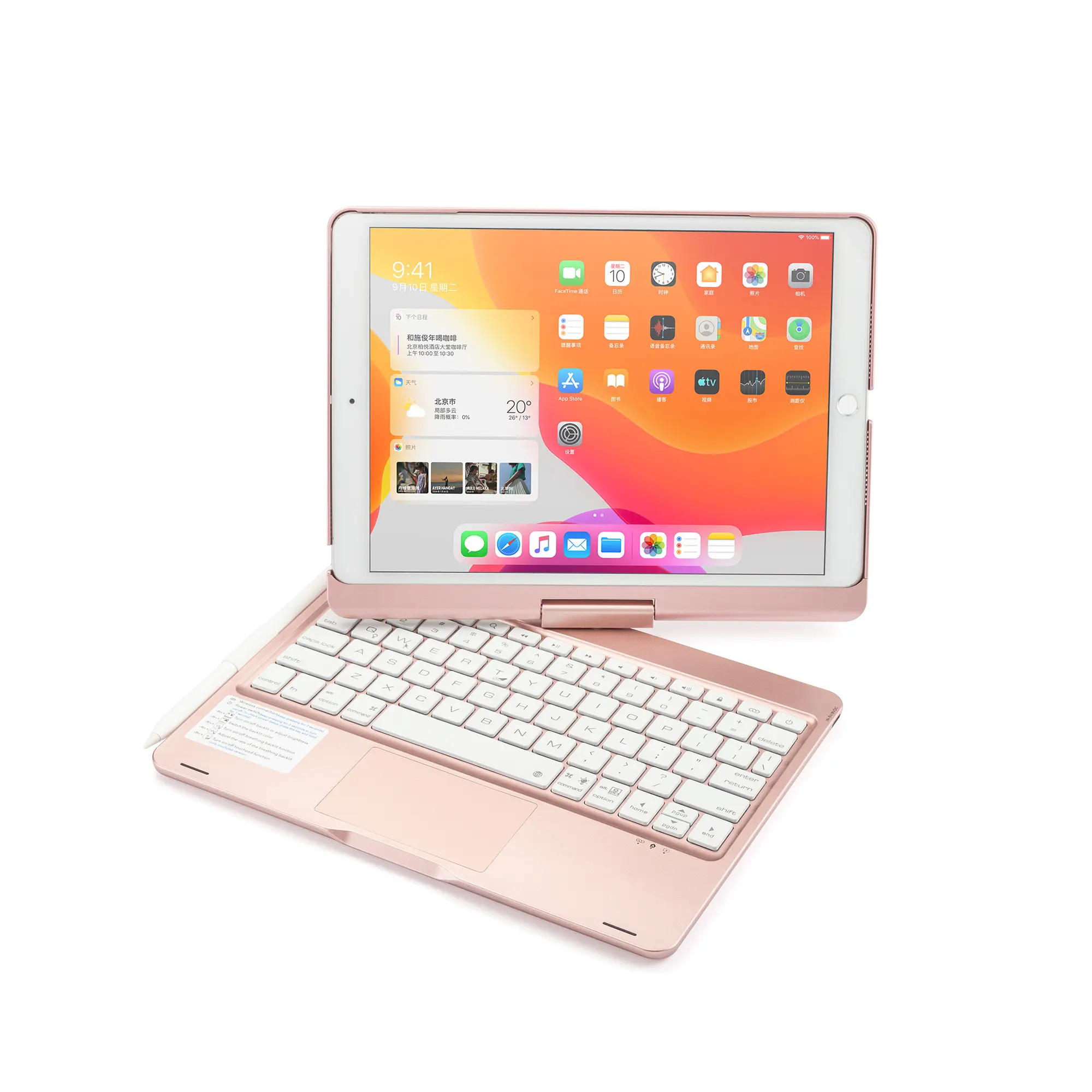 Custodia pieghevole Cover tastiera Trackpad Tablet Wireless con Touchpad Teclado Para Ipad BT tastiera per Ipad