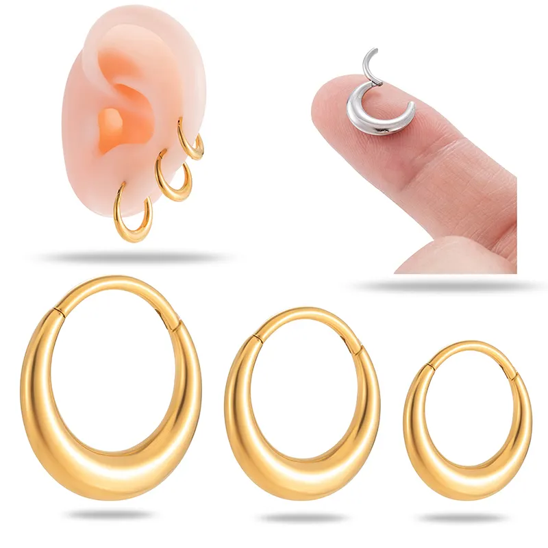 G23 Titan Piercing Đồ Trang Sức ASTM F136 Titan Liền Mạch Bản Lề Clicker Phân Khúc Hoop Bông Tai Cho Phụ Nữ Và Nam Giới