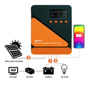60A MPPT regolatore di carica solare e regolatore di scarico scheda PCB 12V 24V 36V 48V modulo di ricarica automatica con schermo e ventilatore - Product Image 2
