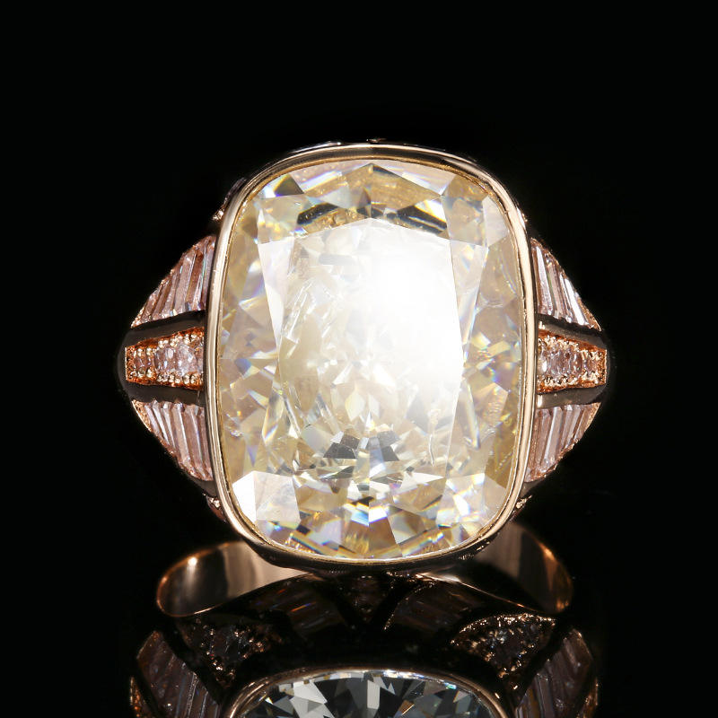 open size Rose gold Ice Flower cut rice yellow diamond ring