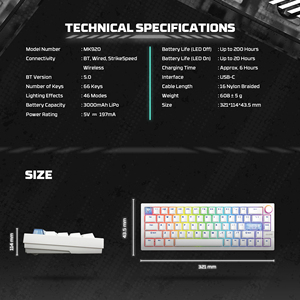FANTECH MK920 BT Wireless Mechanical <strong>Keyboard</strong> RGB Backlit PBT Keycaps VIA Compatible Full <strong>Key</strong> Anti-Ghosting <strong>Keyboard</strong> for <strong>Mac</strong> - Product Image 6