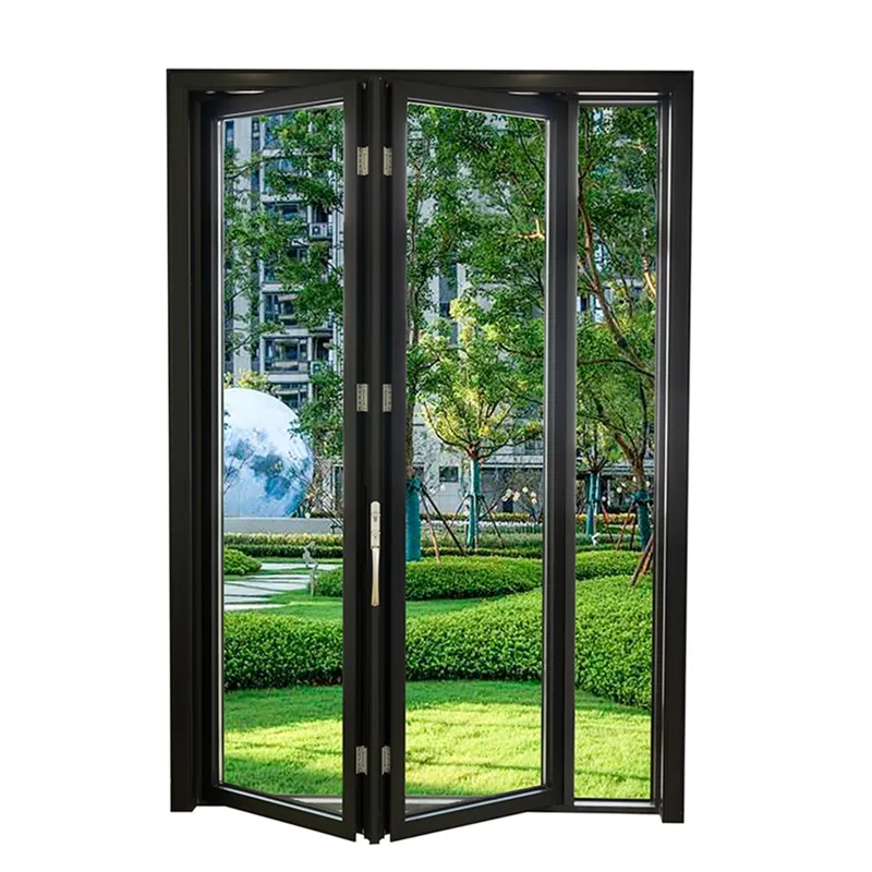 Porte intérieure coupe-vent moderne de taille personnalisée en alliage d'aluminium porte pliante accordéon en verre