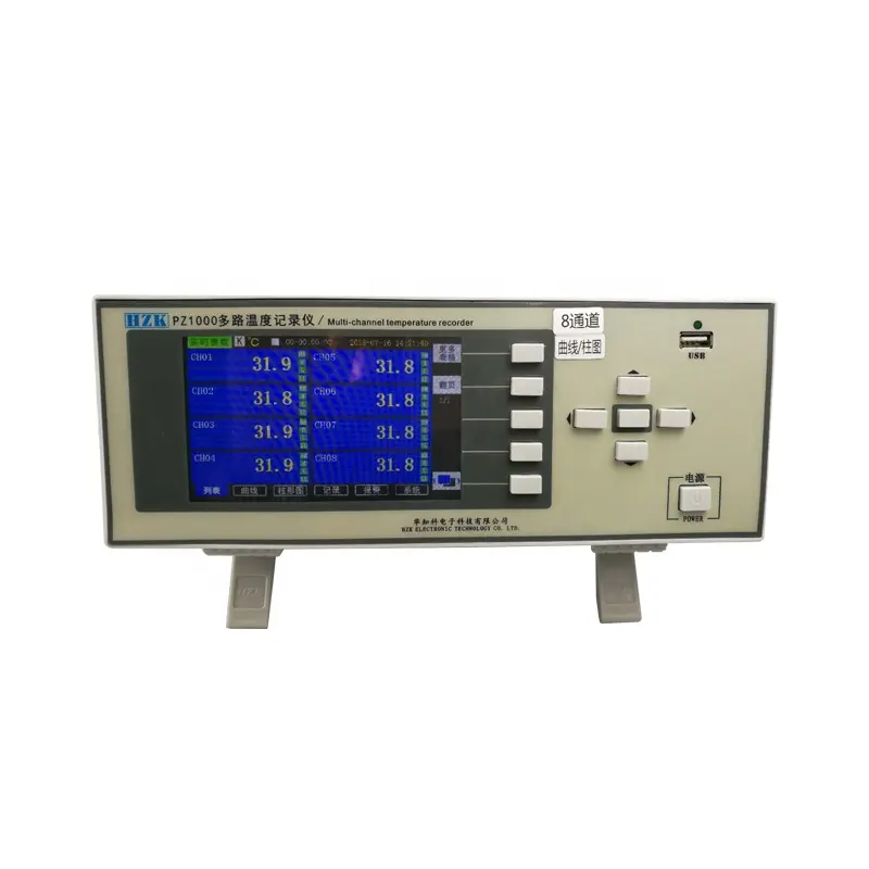 PZ1008P Multi-channel Temperature Recorder Multichannel Data Logger with Curve and Column Chart PZ1016P PZ1024P PZ1032P