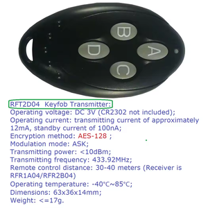 433M DC12V 4CH AES Controller di crittografia AES128 telecomando Keyfob scheda trasmettitore sostituire HCS301 codice di rotolamento 2262 EV1527 - Product Image 4