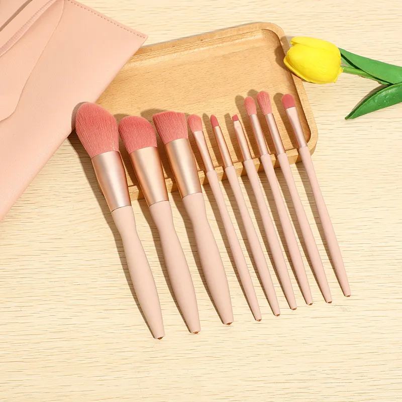 High Quality 9 pcs Custom Logo Makeup Brush Set Private Label Top Quantity Blush Foundation Vegan Cosmetic Makeup Brushes Set