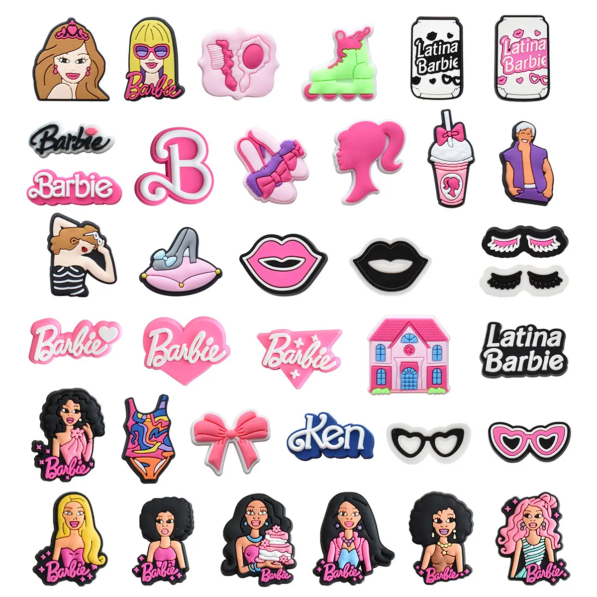 Venta caliente al por mayor 2024 Pink Girl Accesorios Zapatería Decorativo Pink Letter Shoes Charm