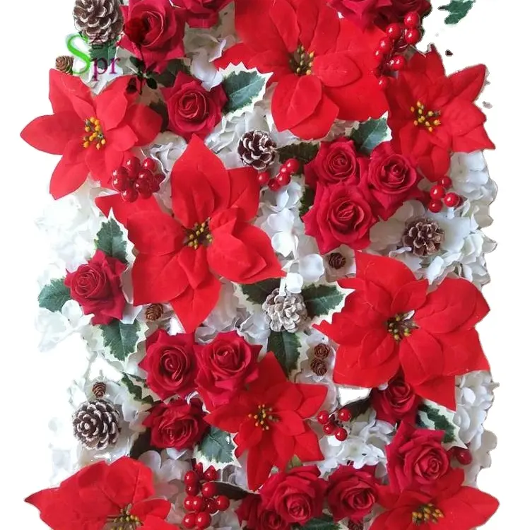 SPR 공장 판매 크리스마스 꽃 딸기 꽃 벽 배경 이벤트 크리스마스 날 아기 보여주는 파티 홈 장식