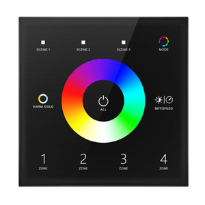 Panel táctil de montaje en pared T15 100-240VAC 4 zonas RGB + CCT DMX512 Master & RF 2,4G RGBW + CCT Control remoto para tira de luz LED - Product Image 1