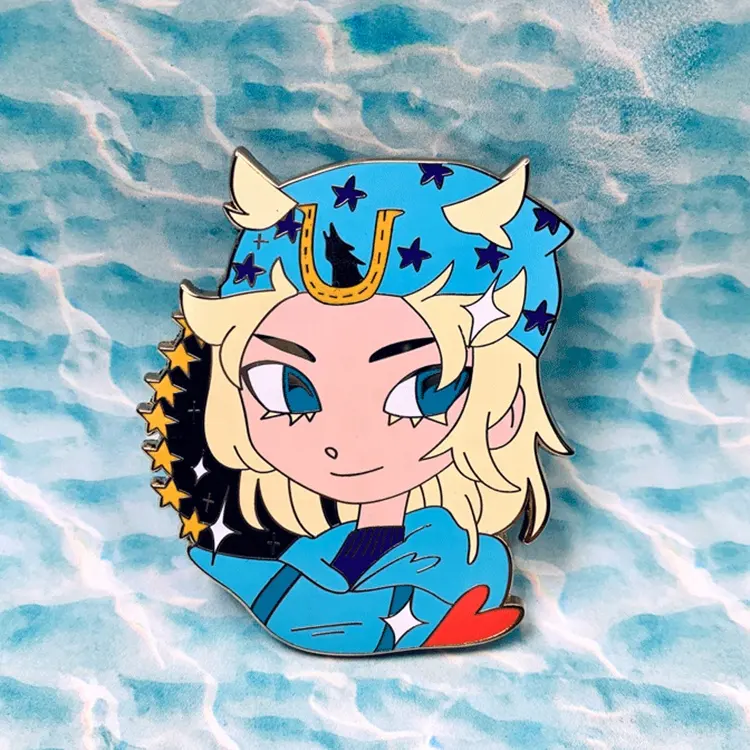 Broche de lapela para chapéu, fabricante barato de metal personalizado desenhos animados anime macio esmalte duro chapéu