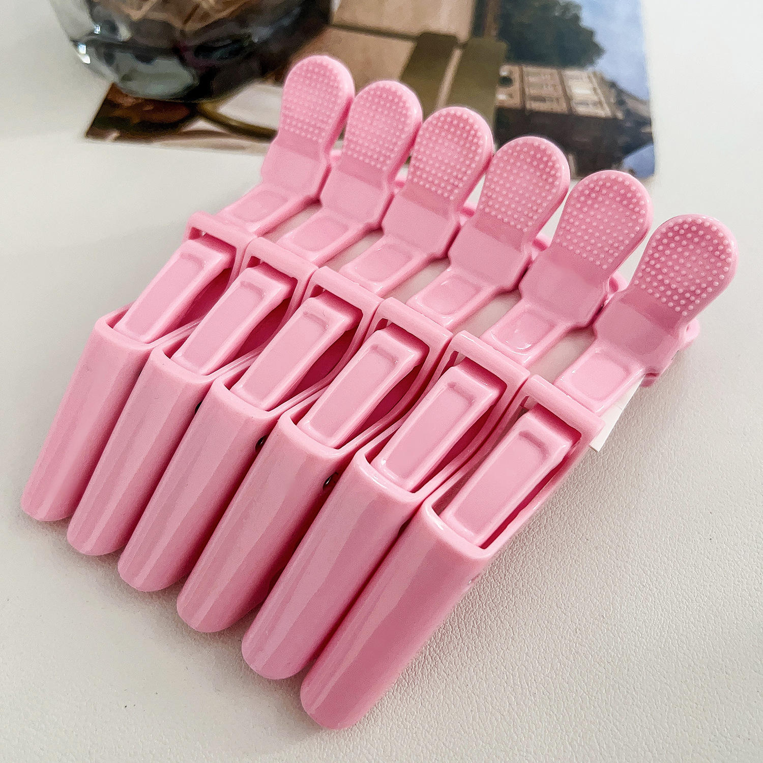 Ensemble de pinces crocodile 6 pièces - rose clair