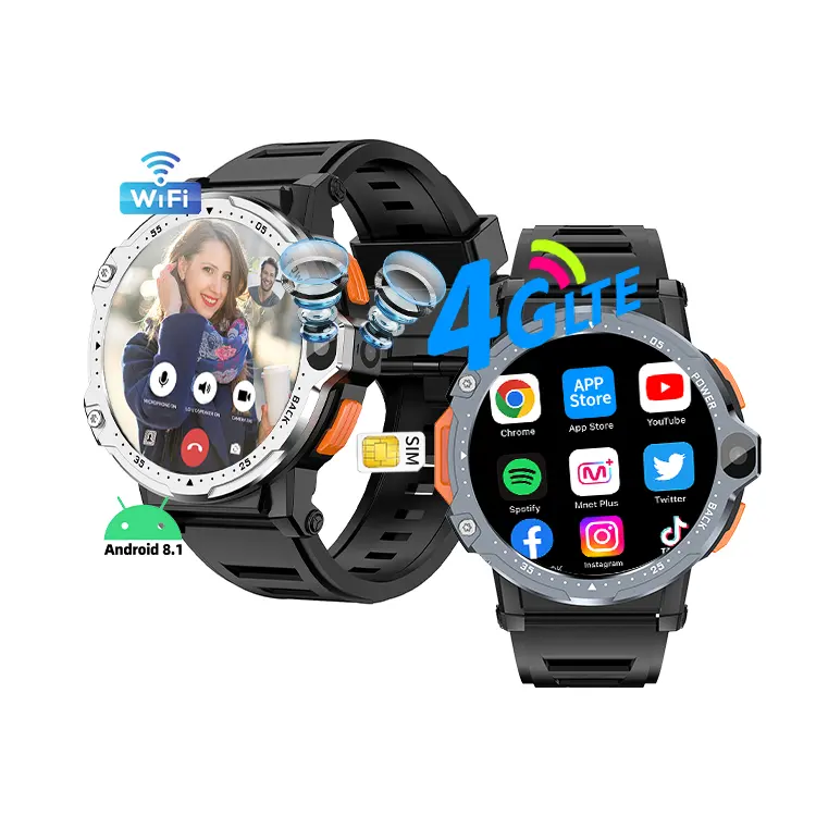 Reloj inteligente 2024 Quad-Core Cup 1,54 pulgadas videollamada Android Pg999 Sos reloj deportivo Cámara Dual Gps Wifi 4G tarjeta Sim reloj inteligente