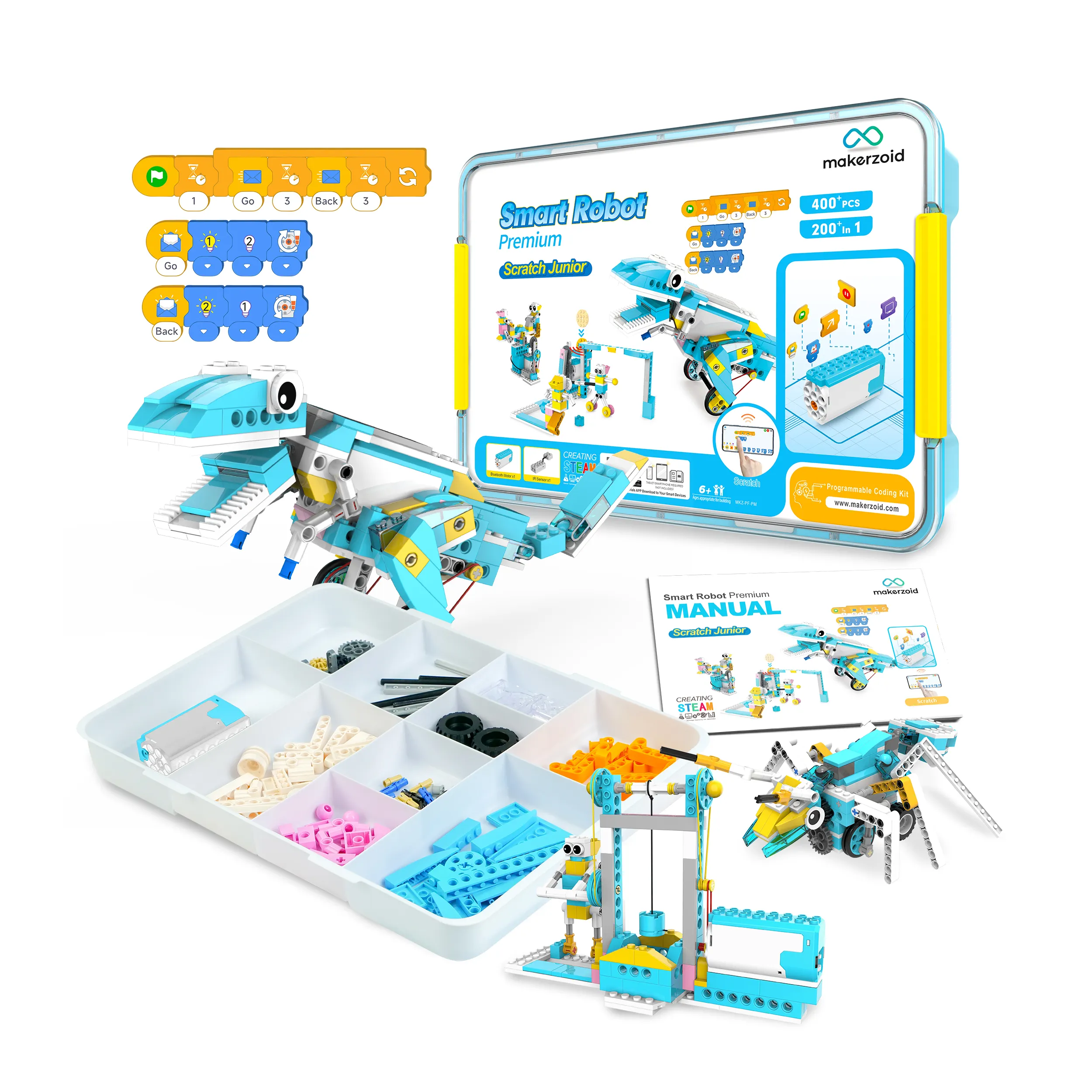 Makerzoid Smart Robot Premium Kit Scratch Junior Learning Kit pour étudiants Ecole Basic Starter Kit 6 +