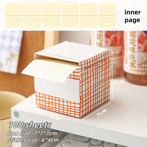 Nota adhesiva con caja de almacenamiento de papel Kraft Etiqueta extraíble personalizada Etiqueta de nombre adhesiva completa Nota Bloc de notas autoadhesivo - Product Image 4