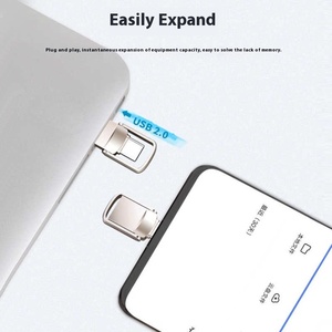แฟลชไดรฟ์ USB 2.0โลหะขนาดเล็กความเร็วสูงแบบสองอินเตอร์เฟส USB ขนาด128GB USB สำหรับโทรศัพท์มือถือคอมพิวเตอร์64G - Product Image 4