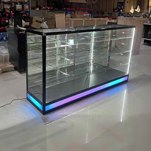 Full Vision Retail Shop Abschließbare Vitrine aus klarem Glas für Produkt display Rahmenloses Laden glas gehäuse mit LED